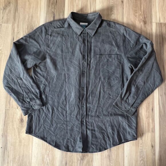 American Vintage Other - Mens Long Sleeve Button Down Gray Soft Suede Feel Shirt by Breakwater sz XL